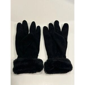 Gemo France Women’s Black Fleece Faux Fur Trim Gloves See Description